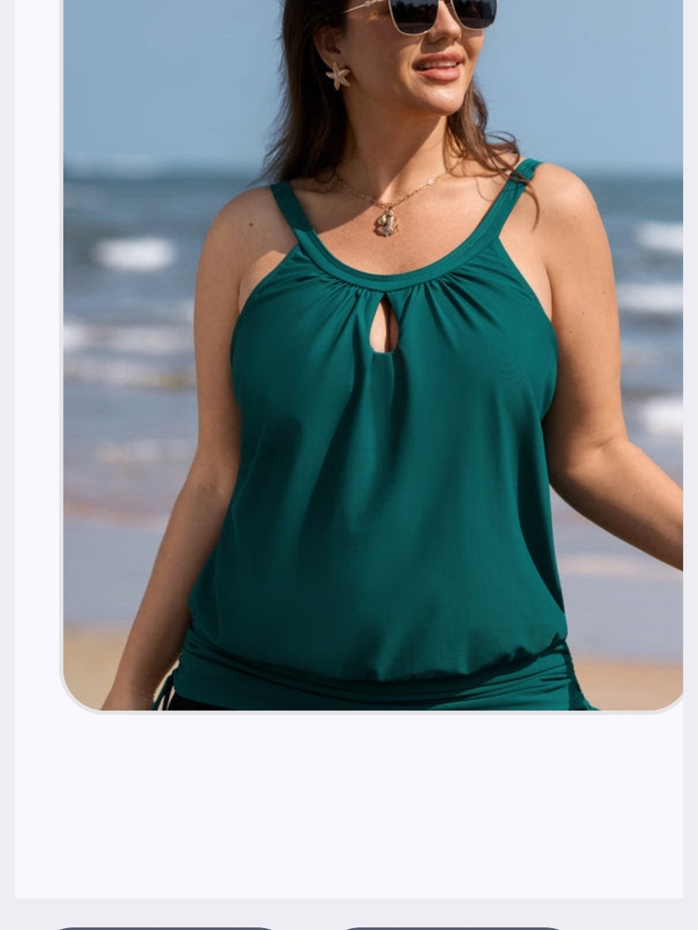 BloomChic Teal Womens Swim Tankini Top